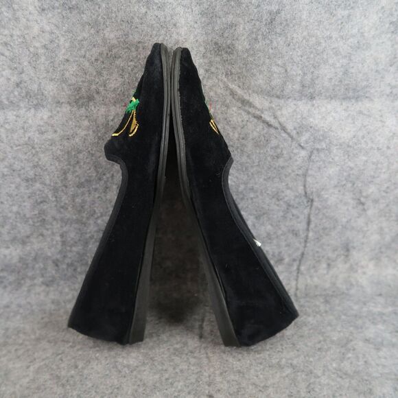 New York Lites Shoes Womens 8 Slippers Velvet Embroidered Horn Holly Black Flats - Picture 11 of 16